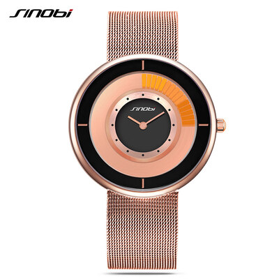 

SINOBI 9703 Simple Men Watch Stainless Steel Strap Quartz Movement Watch Waterproof Casual Clock Wristwatch for Male
