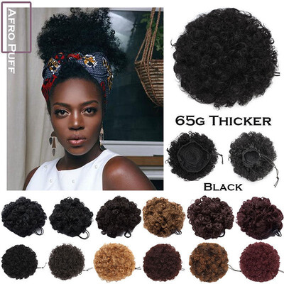 

Afro Bun Extension Puff Ponytail Chignon Hairpiece With Drawstring Afro Kinky Curly Wrap Messy Updo Synthetic For Black Women