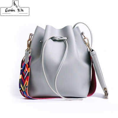 

2019 New Fashion Colorful Strap Bucket Bag Women High Quality Pu Leather Shoulder Bag Brand Desinger Ladies Crossbody Bags