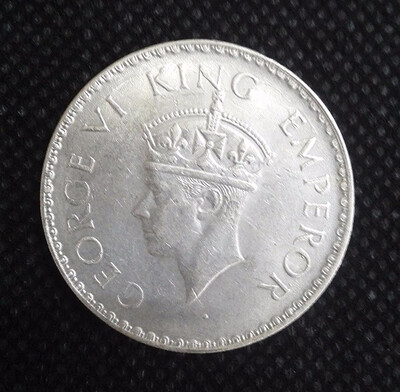 

30mm British India 1941 One 1 Ruppe Silver Coin 11 Grams George VI King Emperor Britan The United Kindom