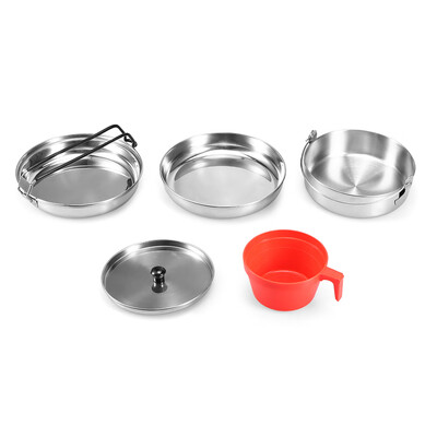 

Stainless Steel Camping Cookware Mess Kit Hiking Backpacking Outdoor Lightweight Cooking Set Camping Pot Pan Cup Set