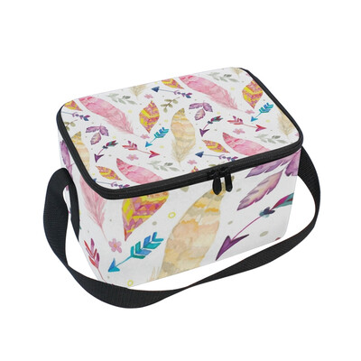 

ALAZA Lunch Box Insulated Feathers Pattern Lunch Bag Large Cooler Tote Bagfor Men Women