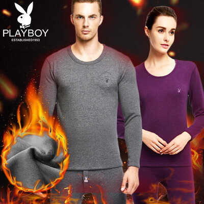 

Playboy thermal underwear men thickening plus velvet warm suit mens wool winter autumn clothes long pants mens gray