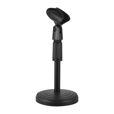 

Portable Fixed Desk Microphone Stand Mic Holder with Clip 205mm Height for Meetings Lectures Podcasts Black