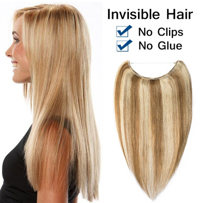 

16182022 Inches One Piece Straight Remy Human Hair Miracle Secret Invisible Wire Hair Extensions - No Clip No Glue