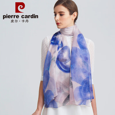 

Pierre Cardin silk scarf women 2019 spring&summer new high-grade silk scarf thin section summer sunscreen seaside travel Valentines Day gift E12TM5703 sky blue