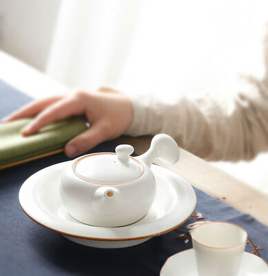 

Moon White Ceramic Side Handle Kungfu Tea Teapot 190ml 6oz