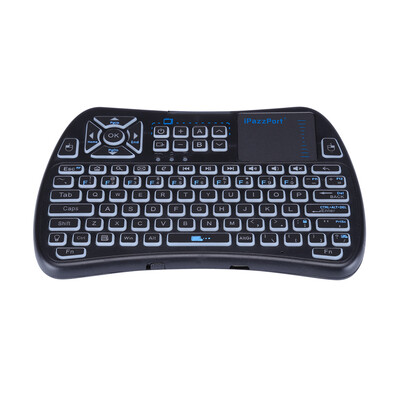 

iPazzPort KP81061 Mini Wireless Keyboard 24G Air Mouse Remote Control with Touchpad LED Backlit Rechargable Li-ion Battery USB ca