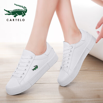 

Cartier crocodile casual white shoes female simple tie thick bottom wild sports students low help 0128 white 38