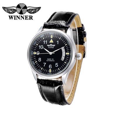 

WINNER Semi Automatic Mechanical Watch High Quality Water Resistant Hand-winding Analog Unisex Wristwatch with Arabic Hour Markers