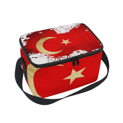

ALAZA Insulated Lunch Box Misc Flag Of Turkey Lunch Bag for Men Women Portable Tote Bag Cooler Bag