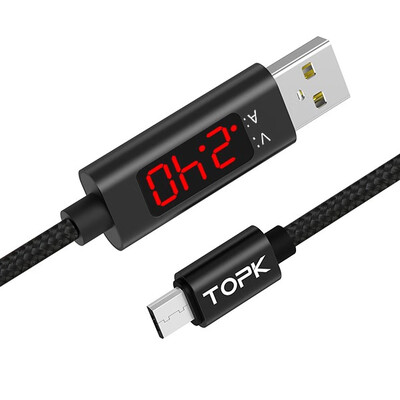 

TOPK DLine1 Micro USB Cable 12M39ft Voltage&Current Display Nylon Braided Durable USB Charging Cable & Data Sync