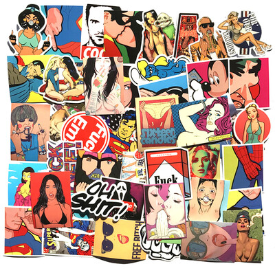 

50pcs Starry Harajuku Stickers Not Repeat Transparent Black White Mixed Waterproof Sticker DIY Decals For Suitcase Motorcycle Skat