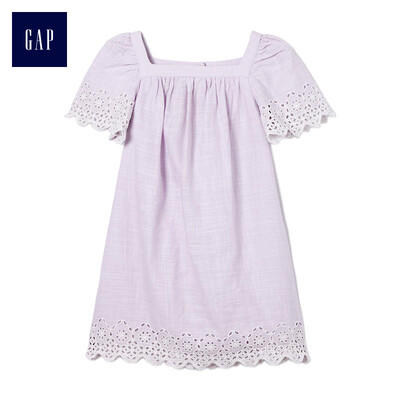 

GAP flagship store female young collar short-sleeved embroidered openwork dress 307332 light purple 4YRS