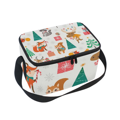

ALAZA Lunch Box Insulated Lunch Bag Large Cooler Christmas Woodland Pattern Tote Bag