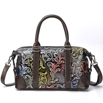 

Women Handbag Genuine Leather Embossing Brush Bags luxury fashion Handbags ladies Shoulder female Retro crossbody Messenger bag
