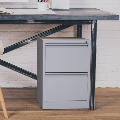 

28 Metal 2 Drawer Locking Under Desk Filing Cabinet - Grey