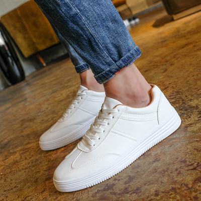 

Mens casual white shoes flat low-up shoes