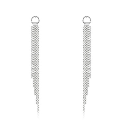 

Fashion Alloy Embedded Crystal Tassel Drop Earrings Ear Studs Pendant Earrings for Women Jewelry