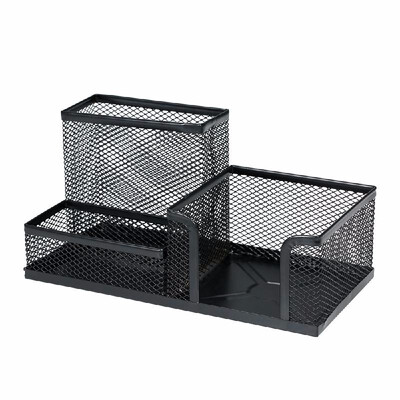 

Pen Holder 3 Compartments Desk Organizer Metal Mesh Pen Organizer Desktop Organizer