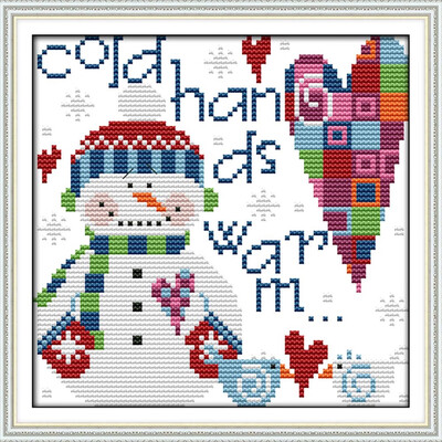 

22 217cm DIY Handmade Counted Cross Stitch Set Embroidery Needlework Kits Christmas Snowman Pattern Cross Stitching Home Decora