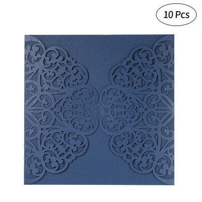 

10pcs Pearl Paper Invitation Cards Hollow Invitation Holders for Wedding Birthday Party Anniversay--Gold