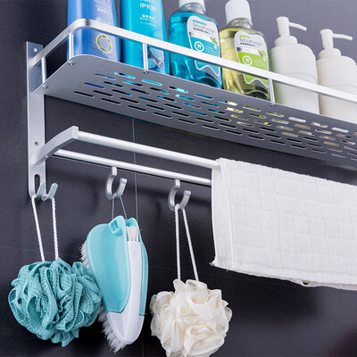 

Heart should be thickened space aluminum bathroom shelf 40cm bathroom wall hanging towel bar kitchen towel rack storage rack wall mount free punch no damage to the wall sn4090AA