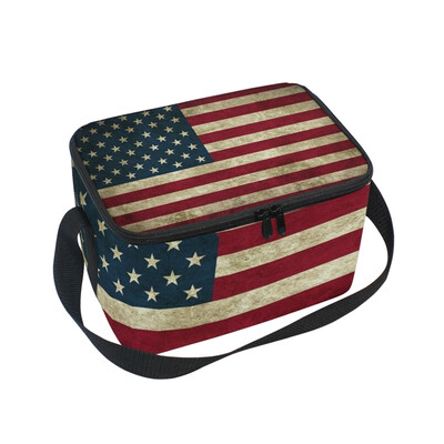 

ALAZA Insulated Lunch Box Vintage Flag Lunch Bag for Men Women Portable Tote Bag Cooler Bag