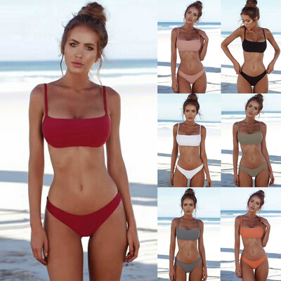 

New Sexy Women Bikini Set Swimsuit Push Up Padded Bra High Cut Bottoms Swimwear Bathing Suits