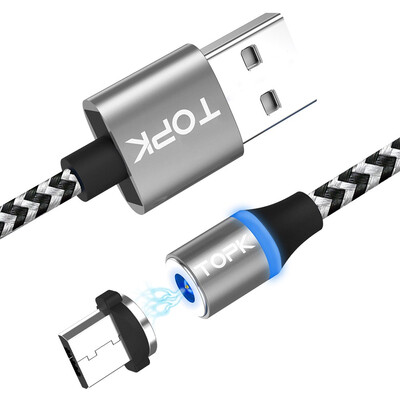 

TOPK R-Line3 1m 2m Micro USB Magnetic Cable Nylon Braided Mobile Phone Cables for Micro USB Port Microusb LED Magnet Charger Cable