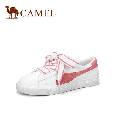 

Camel CAMEL ladies playful girl color matching two-color tie flat white shoes A91571603 white powder 36
