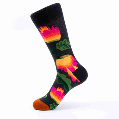 

Aa-shop Women Men 1 pair Bergamot Flower Cockscomb Cat Bird Octopus Fashion Socks