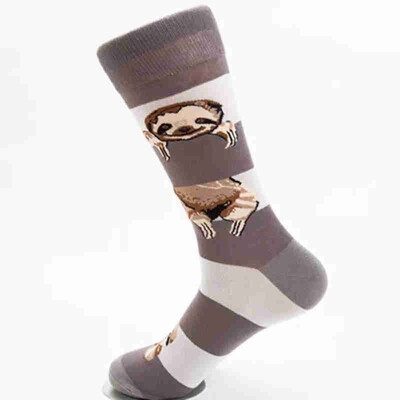 

Aa-Shop 1 Pair Men Women Sloth Cartoon Cotton Mid Tube Stripe Socks