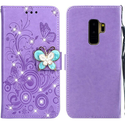 

MOONCASE Samsung Galaxy S9 Butterfly Rhinestone Embossed Leather Case - Purple