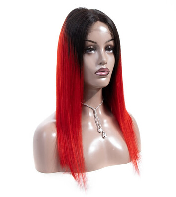 

Ombre Color 1bRed Straight Human Hair Wigs Brazilian Ombre Hair 180 Red Wig 4 4 Human Hair Lace Front Wig