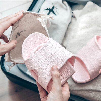 

TANHAO Travel Portable Folding Hotel Home EVA Anti-skid Bathroom Couple Bathing Slippers Non-disposable Portable Storage Bag S127