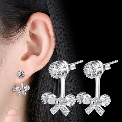 

Bowknot Cubic Zirconia Drop Earrings For Female Ladies Fashion Jewelry Womens Accessories Birthday Gift WHEJ79