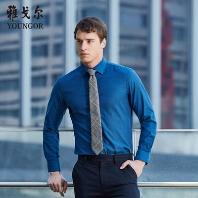 

Youngor shirt mens 2019 spring youth mens casual dress shirt YLDD10379GBY blue 40