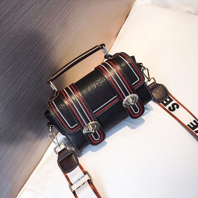 

LKX 2019 Cheap PU Leather Small Women Boston Handbag Concise Straps Messanger Single Shoulder Bag Messenger Woman Bags For Girls