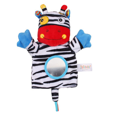 

Baby Animals Hand Puppet Plush Rattles Bell Magic Mirror Soft Finger Toys For Early education Cat