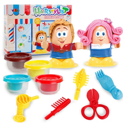

New 3-D Coloured Mud Crazy Barber Shop Theme Rubber Mud Mould Tool Set DIY Toys