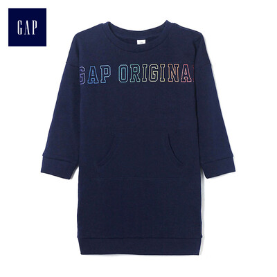 

GAP flagship store female young Logo Originals series logo rainbow pattern knit dress 398404 navy blue 12-18M