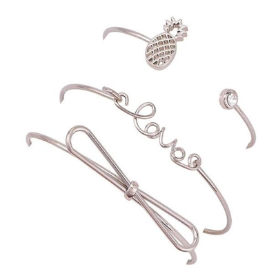 

4 Pcs Set women bracelets Bohemian Leaves Knot Round Chain Opening Gold Bracelet Set Women Fashion Apparel Jewelry