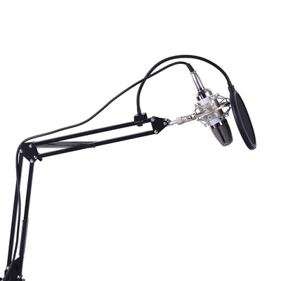 

Professional Broadcasting Studio Recording Condenser Microphone Mic Kit with Shock Mount Adjustable Suspension Scissor Arm Stand