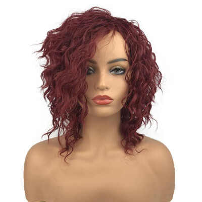 

StrongBeauty Medium Curly Wigs for Women Red Wavy Fluffy Synthetic Wig Chic Party Cosplay Nightclub Wigs