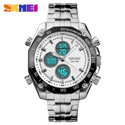 

SKMEI 1302 Men Quartz 2 Time Chrono Watches Stopwatch Analog Digital Display Wristwatch 3ATM Waterproof Fashion Casual Backlight M