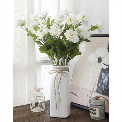 

one branch artificial flower three heads living room home decoration fake flower wedding arrangement pink