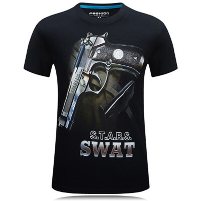

Mens T-Shirts 3D Printed Gun tshirt Short Sleeve Funny Design Casual Tops Tees Male Halloween t shirt plus Size