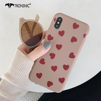 

TRONSNIC Love Phone Case for iPhone 7 8 Plus Matte Heart Cases Brown Gray Soft Luxury Covers Fashion