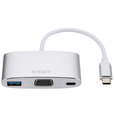 

EAGET Mulifunction Type-C to C VGA USB 30 Adapter 4 in 1 Male To Female HUB Converter with PD for MacBook Notebook Laptop Com